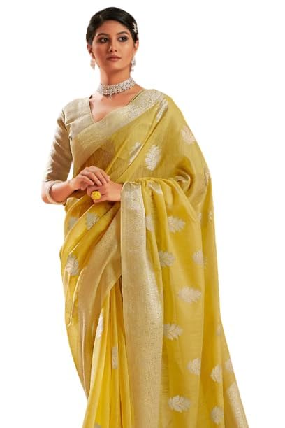 SWORNOF Women's Pure Silk Saree With Blouse Piece