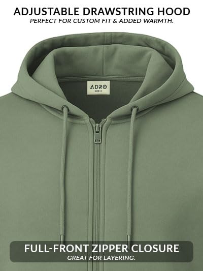 ADRO Men's Solid Cotton Zipper Hoodies
