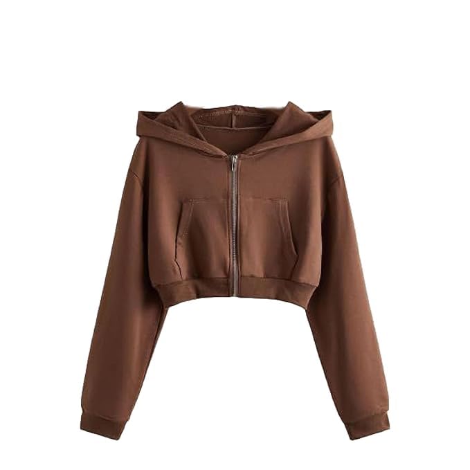Fashionable Women's Cropped Zipper Hoddie for Winter
