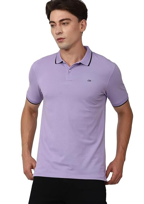 Peter England Men's Snug Fit Solid Polo T-Shirt with Coloured Collar Tipping| Cotton Rich| Premium Pique Weave