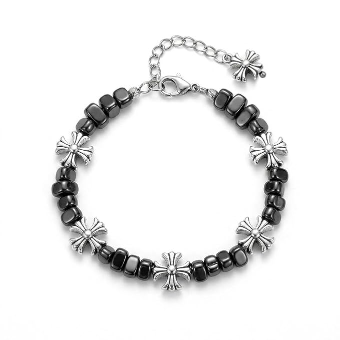 GUSTAVE Bracelet for Man Cross Beads Alloy Gothic Chain Accessory