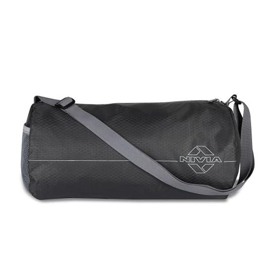 Nivia Basic Polyester Duffle Bag for Men & Women, Side Mesh Pocket, Workout & Training Bag, Suitable for Gym, Fitness, Sports & Travel with Adjustable Shoulder Strap