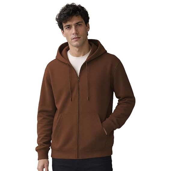 Nobero Classic Zipper Hoodie for Men | Zip Up Hoodies for Men | Regular Fit | Full Zip Closure | Drawstring Hood | Zipped Hooded Sweatshirt | Cotton Rich Zipper Fleece Hoodie