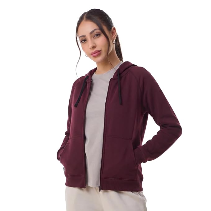 Boldfit Women Cotton Blend Sweatshirt Long Sleeve Hoodies Full Zipper Winter Jacket Lightweight Winter wear Stylish