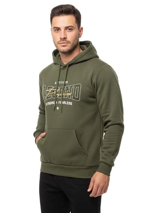 INKAST Men Hooded Sweatshirt with Minimal Print | Casual wear | Stylish Winter Hoodie with Drawstrings | Kangaroo Pockets | Pullover