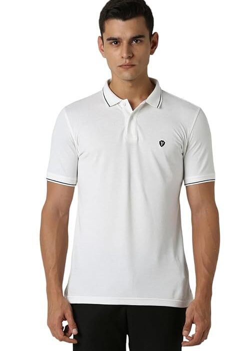 Van Heusen Men's Cotton Solid Regular Fit Collar Polo T-Shirt
