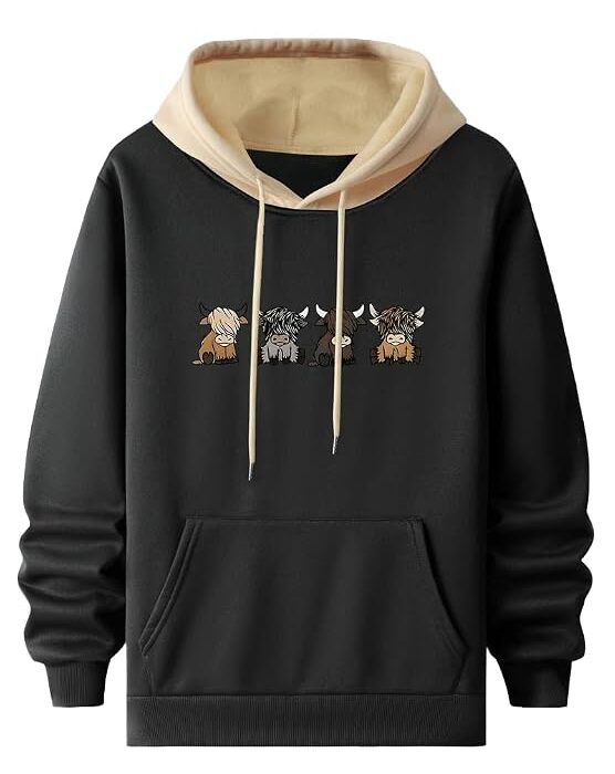 TAGDO® Men's Casual Woolen Cartoon Print Hoodie for Man | Sweatshirt for Man