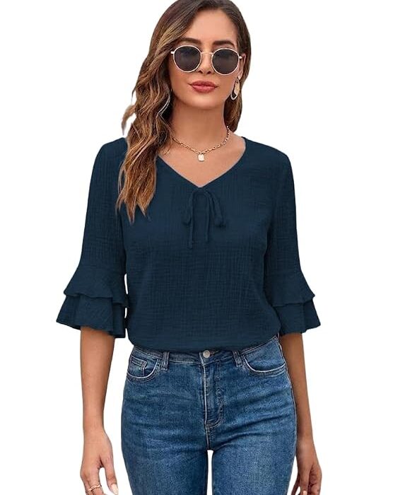 TOPLOT Women's Top | Stylish Shirt Design | Comfortable Western Top| Easy Movement Structure | Trendy Look Styling | Versatile Perfect for Casual & Everyday Fashion