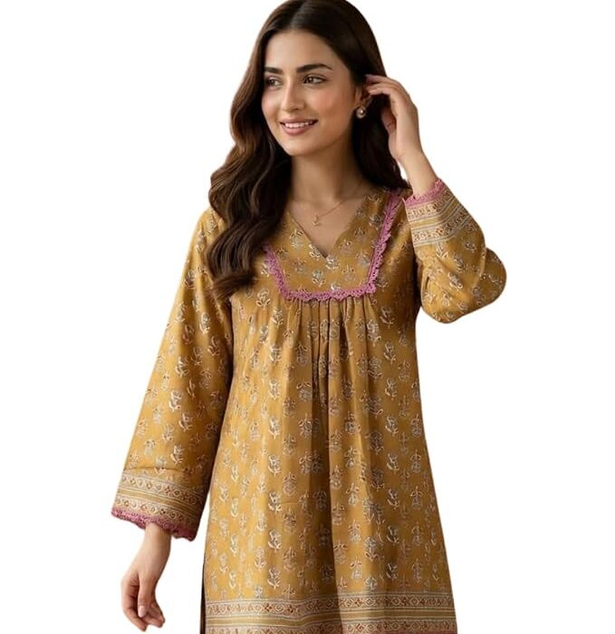 Leriya Fashion Tunic Tops for Women | Half Sleeves & Collar Neck | Premium Rayon Ethnic Top | Soft & Comfortable Casual Wear for Office, Daily | Regular Fit Short Kurti for Women Latest