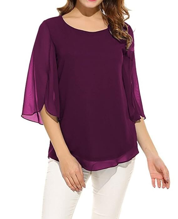 PLADO Women's and Girls Georgette Top Maroon