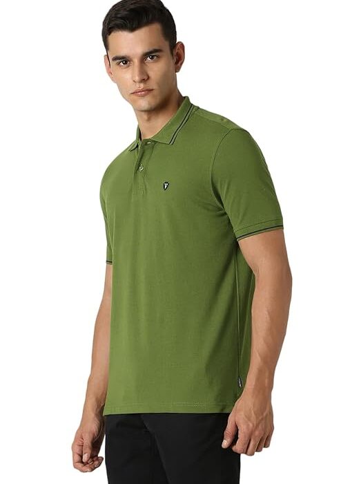 Van Heusen Men's Cotton Solid Regular Fit Collar Polo T-Shirt