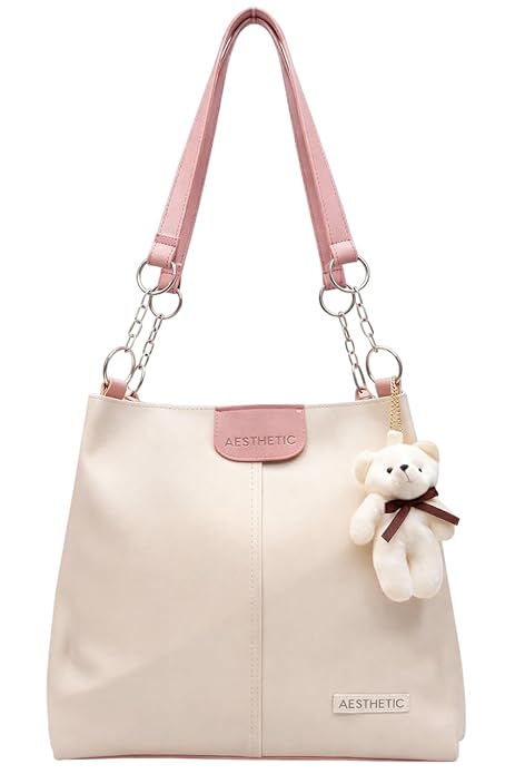 AESTHETIC Women’s Shoulder Handbag | Elegant PU Leather Tote with Chain Strap | Stylish Daily Use Purse for Office, College & Casual Outings