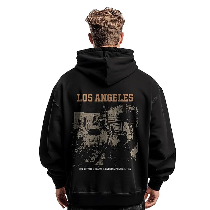 Nobero Men's Graphic Printed Oversized Hoodie | Cotton Rich Fleece Hooded Sweatshirt | Relaxed Fit Casual Winter Wear for Men