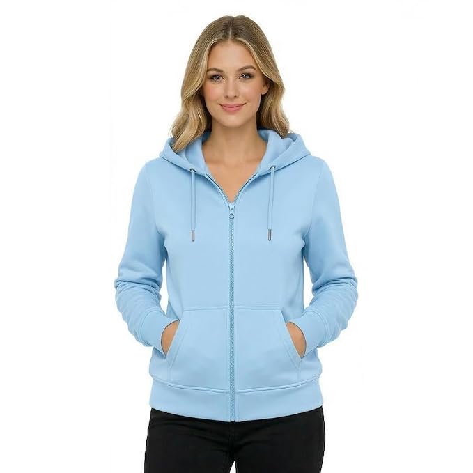 HOODLIFE Women’s Zip-Up Hoodie Sweatshirt – Soft Cotton Fleece Jacket with Hood, Full Zipper, Kangaroo Pocket, Casual Winter Hoodie for Women