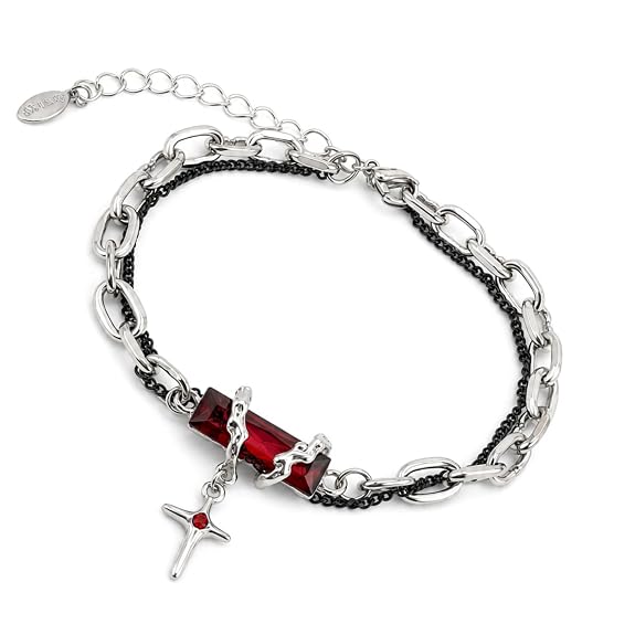 SALVE Men Crimson Vice Gothic Cross Charm Bracelet | Stainless Steel Jewellery for Men, Anti Tarnish Bracelet for Boys | Rakshabandhan GIfts for Brother, Edgy Hip Hop Accessories