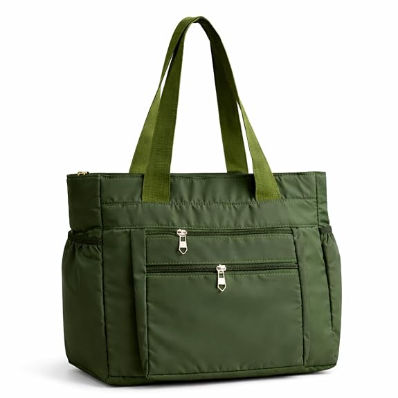LX LEKHX Tote Bag for Women | Lightweight Shoulder Handbag with 2 Main Zip Compartments & Multiple Pockets | Water Resistant Polyester Fabric | Office, Travel & Daily Use