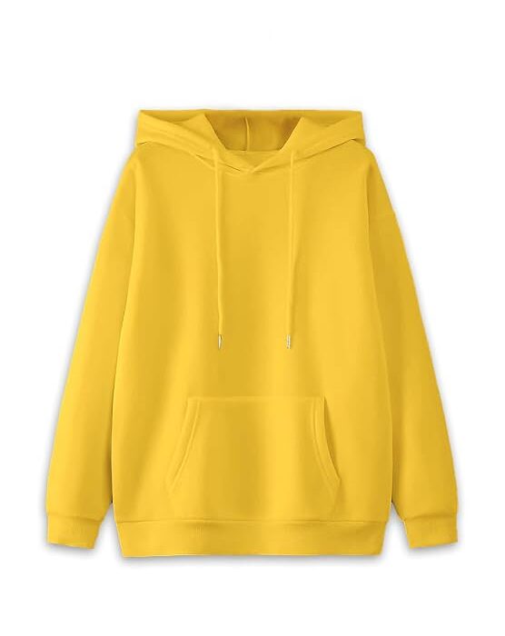 Mack Jonney Solid Hooded Cotton Fleece Sweatshirt for WOMEN
