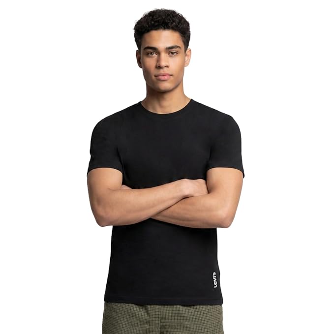 Levi's 025 Men's Premium Soft Cotton Solid T-Shirt - Round Neck, Short Sleeves with Side Branding