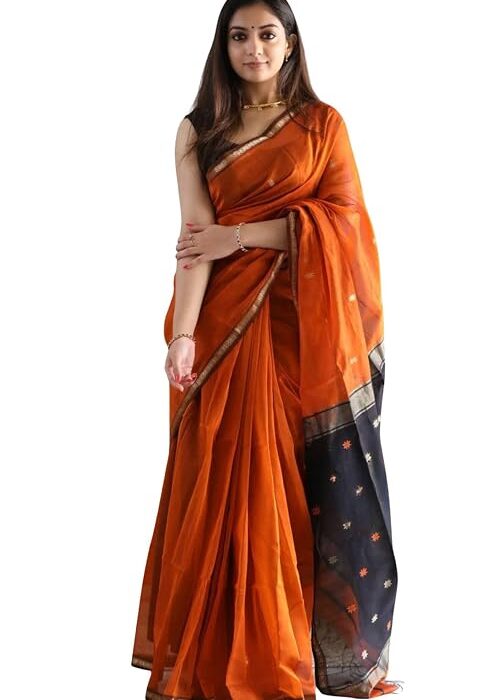 SGF11 Women's Kanjivaram Soft Cotton Linen Silk Saree With Blouse Piece