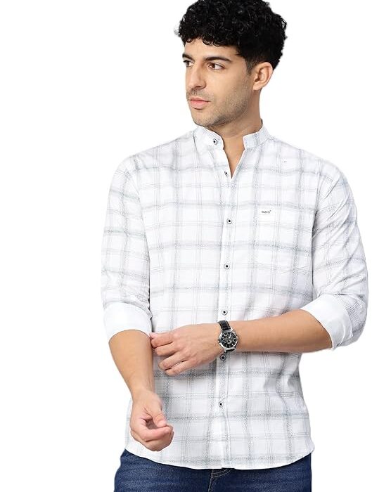 Majestic Man Men’s Pure Cotton Mandarin Collar Slim Fit Casual Shirt