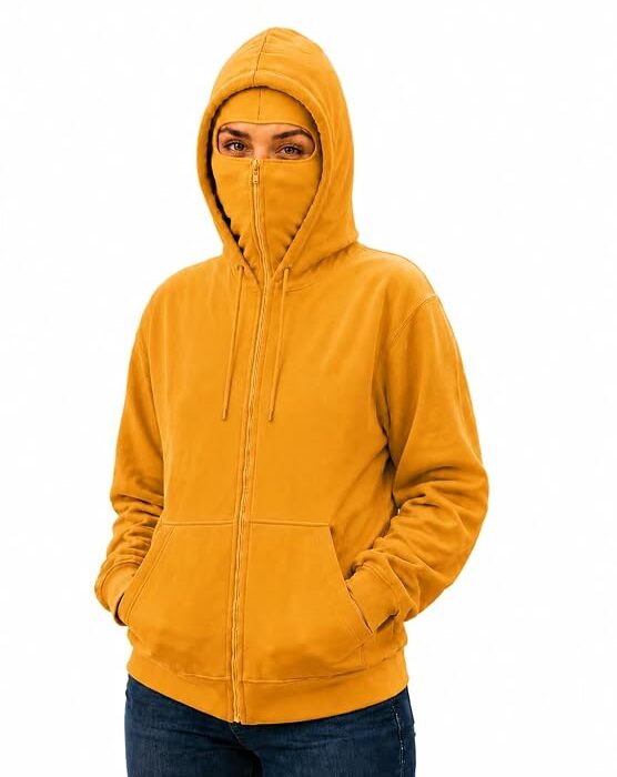 Women's Fleece Hooded Sweatshirt|Full Sleeve Zip Up Hoodie Sweatshirt with Face Cover Hood|Winter Wear Sweatshirt for Casual|Travel & Outdoor