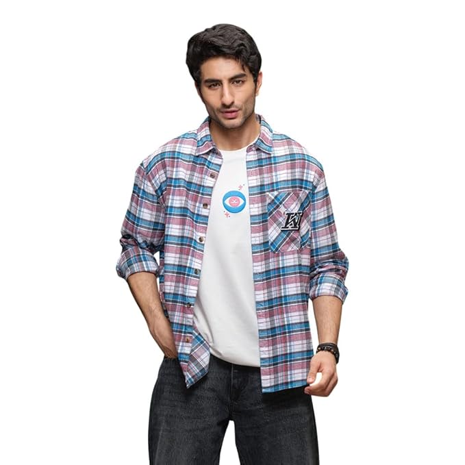 WROGN Men's Pure Cotton Shirt | Checkered | Comfort Fit