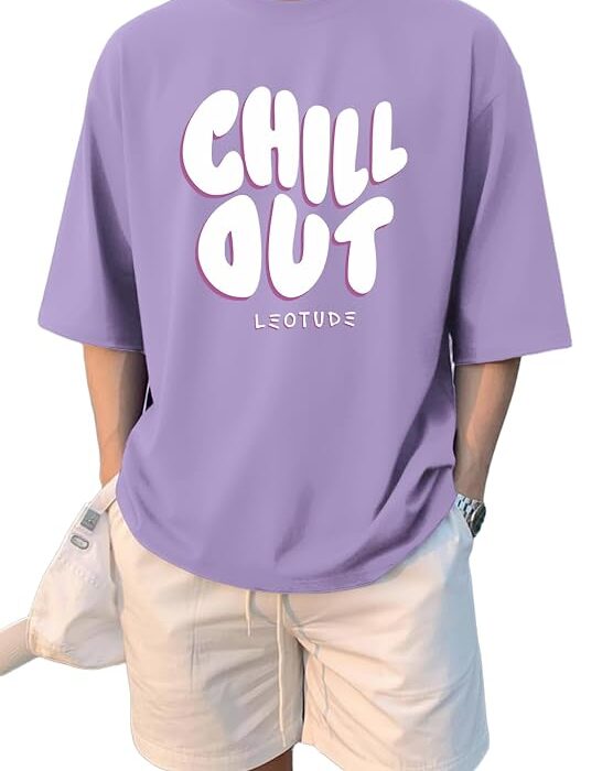 LEOTUDE Men's Oversized Drop Shoulder Cool and Stylish Half Sleeve Round