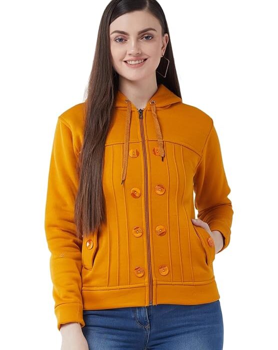 Pivl Casual Solid Full Sleeves Stylish Women Fleece Jacket with Zipper Hoodie II Hooded Neck II Winter Wear