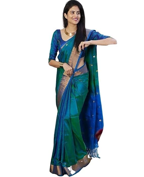 SGF11- Women's Kanjivaram Woven Soft Silk Saree With Blouse Piece