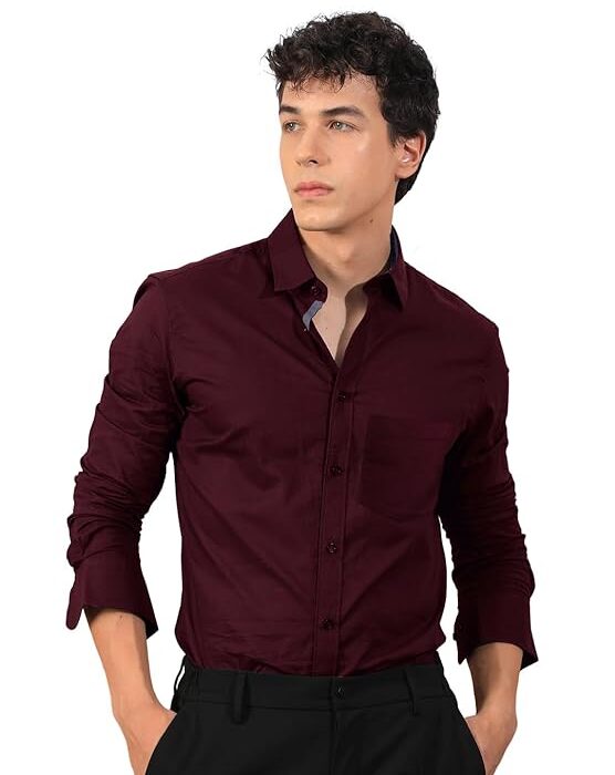 Pinkmint Mens Cotton Blend Regular Fit Long Sleeve Button Down White Shirt for Men Collared Casual Formal Soild Shirt