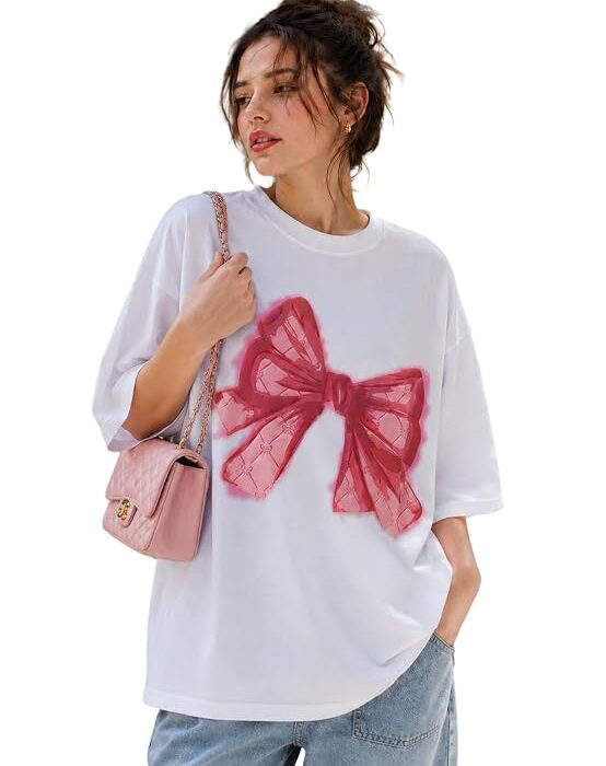 London Hills Oversized T Shirt for Women | Cotton Blend Printed T-Shirt for Woman | Loose Fit Round Neck Drop Shoulder Longline Tops for Woman | Streetwear Casual College Travel Gym