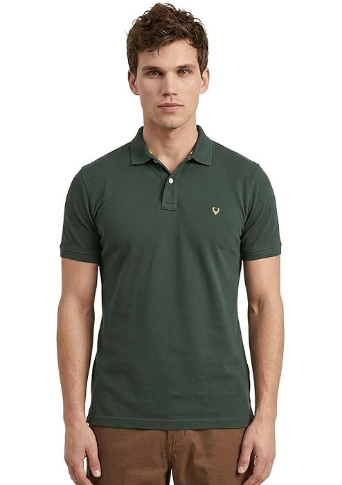 Allen Solly Men’s Polo T‑Shirt | Comfortable Rich Cotton Blend, Band Collar, Regular Fit | Stylish & Premium All Day Wear