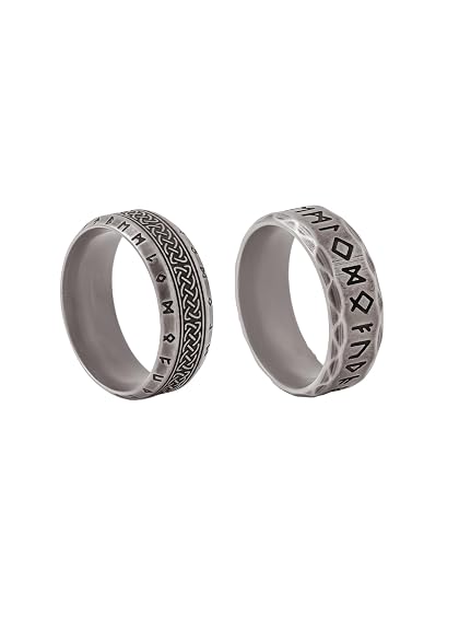 Norse Code Collection | Stainless Steel Band Ring Combo Rings Set For Men And Boys | Silver Colour | Anniversary Birthday Gifts
