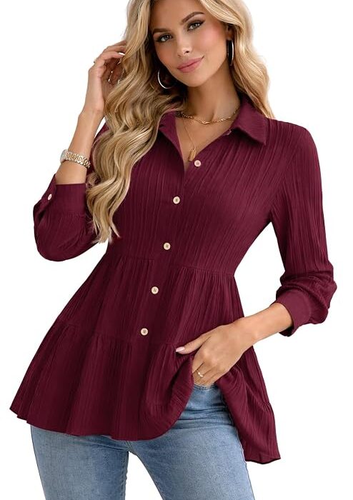 TOPLOT Tops for Woman | Kurti Stylish with Shirt Design | Comfortable Western Top | Versatile Perfect for Casual & Everyday Fashion | Kurti for Woman | Korean Style