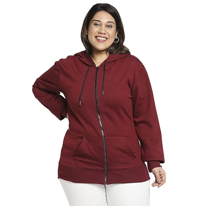 Clotth Theory Women's Cotton Fleece Hooded Neck Sweatshirt | Hoodie Jacket with Kangaroo Pocket