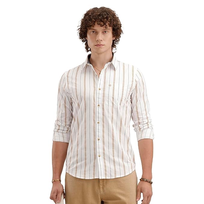 WROGN Men's Viscose Shirt | Striped | Slim Fit