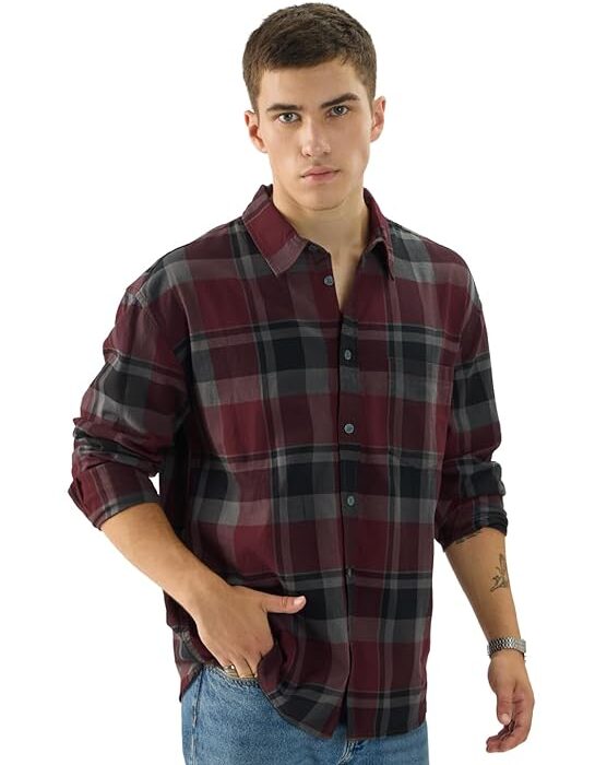 The Souled Store Cotton Men Shirt, Relaxed Fit