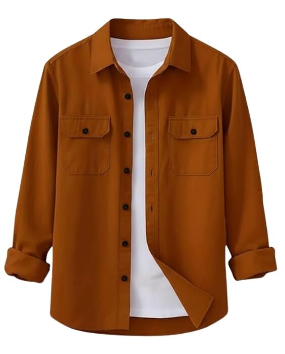 DEELMO Men’s Stylish Cotton Blend Casual Shirt || Full Sleeve Button-Down Shirt with Dual Flap Pockets || Comfortable Breathable Fabric || Perfect for Casual Office and Outing Wear