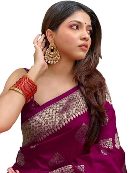 C J Enterprise Women's Pure Kanjivaram Silk Saree Soft Design With Blouse Piece For Wedding
