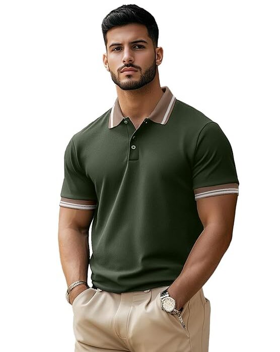 Veirdo® Pure Cotton Half Sleeves Regular Fit Plain Solid Classic Polo Colored Collar T-Shirt for Men