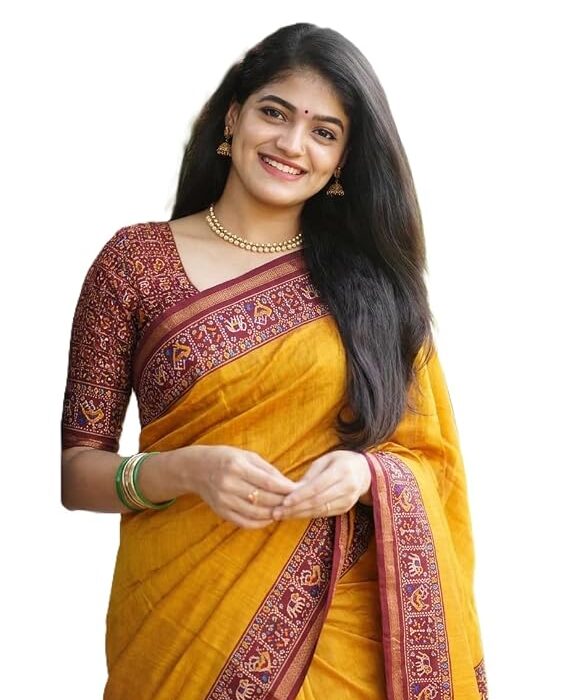 Woven Kanjivaram Printed Malmal Cotton Jari Border Saree