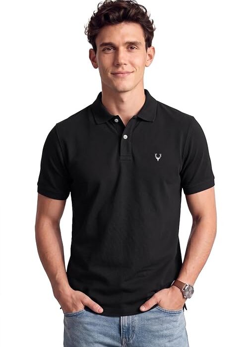 Allen Solly Men’s Polo T‑Shirt | Comfortable Rich Cotton Blend, Band Collar, Regular Fit | Stylish & Premium All Day Wear