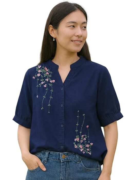 LITZO Shirts for Women - Korean Style Long Sleeve Button Down | Regular Fit Western Latest Stylish Office Wear Tops Women