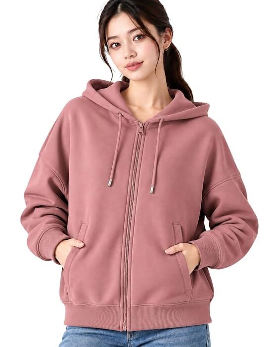 ADBUCKS Women's Oversized Winter Jacket Sweatshirts Casual Drawstring Clothes Zip Up Hoodie with Front Pocket Ii Womens Hoodies Ii