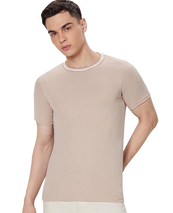 Symbol Premium Men's Cotton Rich Textured T-Shirt - Regular Fit | Pique Knit | Round Neck