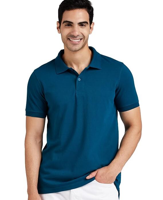 Amazon Brand - Symbol Men's Cotton Rich Solid Polo Tshirt | Collar Tshirts | Half Sleeves | Plain-Regular Fit