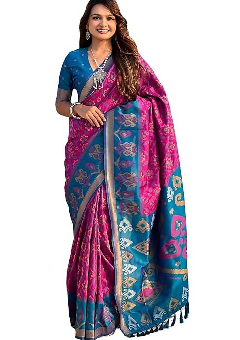 SGF11 Women's Kanjivaram Patola Soft Pure Silk Sarees With Unstitched Blouse Piece