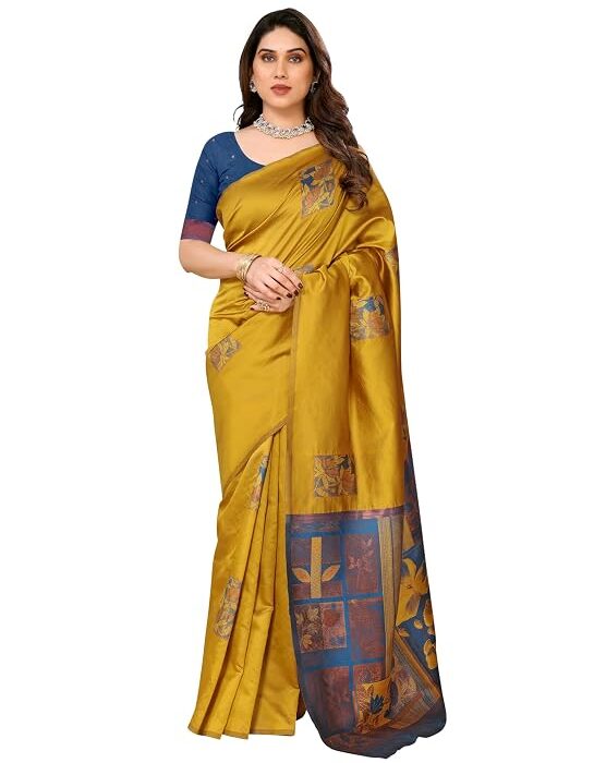 Sidhidata Women's Kanjivaram Banarasi Soft Silk Saree With Unstitched Blouse Piece