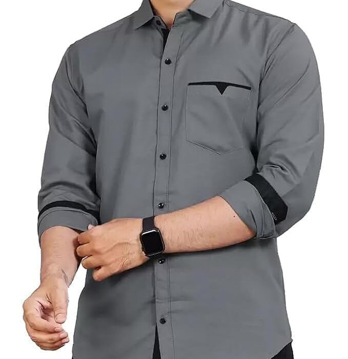 CB-COLEBROOK Men's Regular Fit Solid Soft Touch Cotton Casual Shirt with Pocket Design with Spread Collar & Full Sleeves