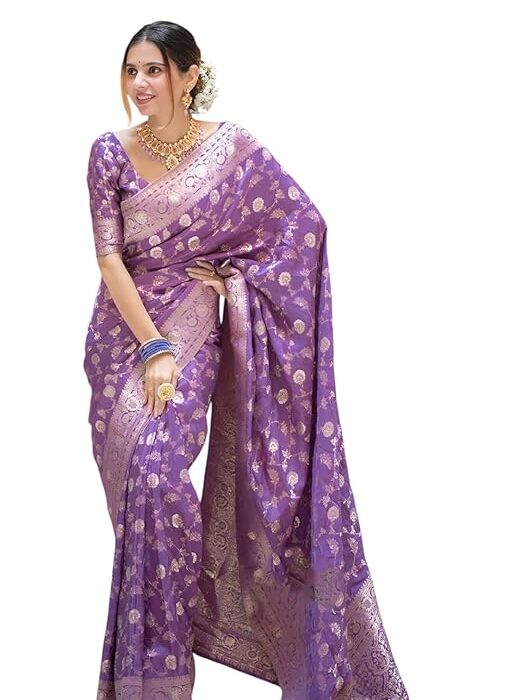 Yashika Women's Pure Kanjivaram Silk Saree Soft Banarasi Style Wedding With Blouse Piece | Saree For Women | New Sari